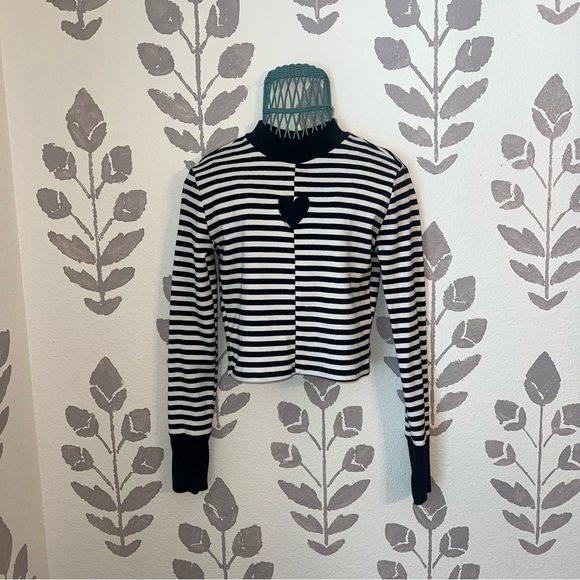 Hot Topic Tops - Hot Topic Black and White Striped Crop Top